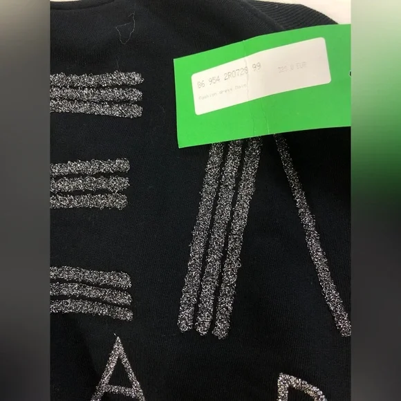 NWT Kenzo Logo V Neck Black Dress Sweatshirt - Picture 10 of 10